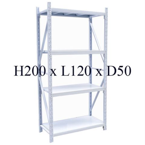 Boltless Rack H200 × L120 × D50cm, shown with four shelves