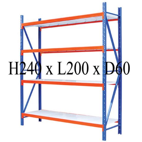 Warehouse Rack H240 × L200 × D60cm, shown with four shelves