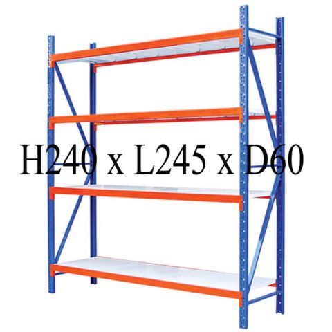 Warehouse Rack H240 × L245 × D60cm, shown with four shelves
